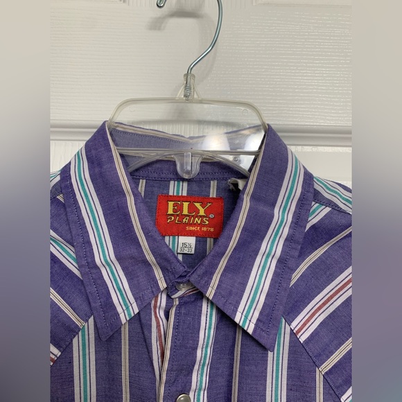 Retro ELY PLAINS Western LS Pearl Snap western cowboy 15.5 - Picture 11 of 13